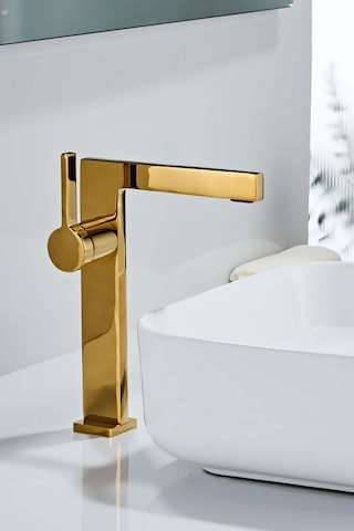 Sera Uzun Lavabo Bataryası Parlak Altın