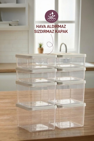 Selka Home 4 Adet 0.5 ve 4 Adet Derin 1 Lt. Nora Organizer Buzdolabı Buzluk Düzenleyici Saklama Kabı