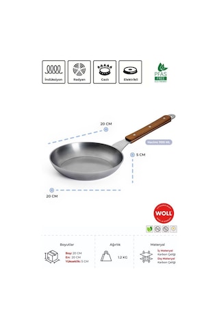 Woll Carbon Steel Kızartma Tavası 20 Cm Gri