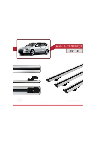 Hyundai Elantra Touring Fd 2007-2011 Arası İle Uyumlu Basic Model Ara Atkı Tavan Barı Gri 3 Adet