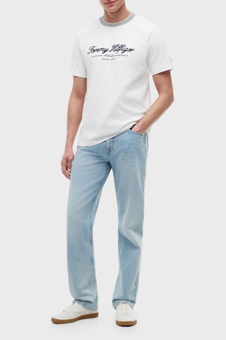 Tommy Hilfiger % 100 Pamuk İşlemeli Yaka Regular Fit T Shirt Erkek T Shirt Mw0mw43211 Ybr Beyaz