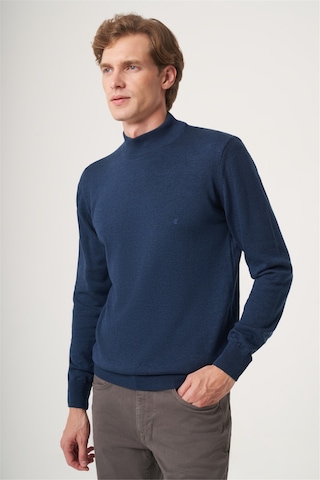 İmza İndigo Balıkçı Yaka Uzun Kol Örme Comfort Fit Pamuklu Kazak 1012265001 Indigo Mavi