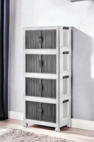 Mayaglory 4'lü Modüler Organizer Dolap Seti - Tekerlekli Ve Çok Amaçlı Saklama Çözümü, 127x54x32cm Çok Renkli