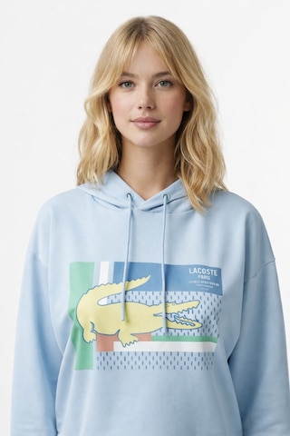 Lacoste Kadın Relaxed Fit Kapüşonlu Baskılı Açık Mavi Sweatshirt Açık Mavi