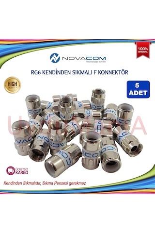 Novacom Rg 6 Kendinden Sıkmalı F Konnektor 5 Adet