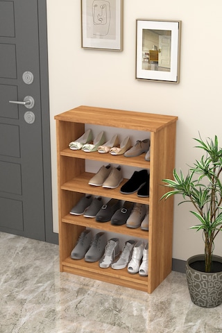 Asra Trend 4 Katlı Açık Raflı Ayakkabılık A-31 %100 MDF Modern Bot Uyumlu Düzenleyici Petra