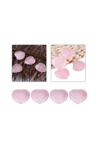 Shineyee 4 Adet Doğal Pembe Kuvars Kalp Şekli, 25x25x10mm, Polished Kaliteli, Romantik Hediye, Kristal Severler İçin
