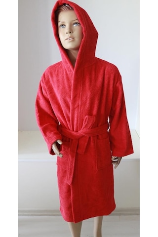 Çocuk Bornozu Genç Bornozu Bukle Pamuklu Kapşonlu Bornoz