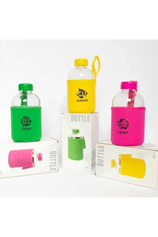 Biggdesign Moods Up Loved Neopren Kılıflı Cam Matara 600 Ml Pembe