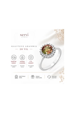 Servi 925 Ayar Gümüş Rainbow Taşlı Yüzük-30