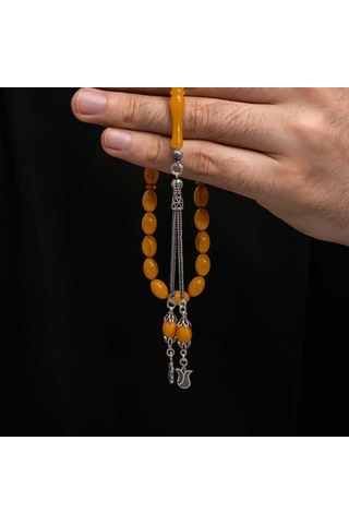 Kenpazar Gümüş Püskül Sıkma Kehribar Tesbih 83376081