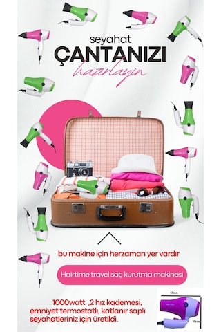 3510 Taşınabilir Katlanabilir Otel Tipi Seyahat Tipi Saç Kurutma Makinesi