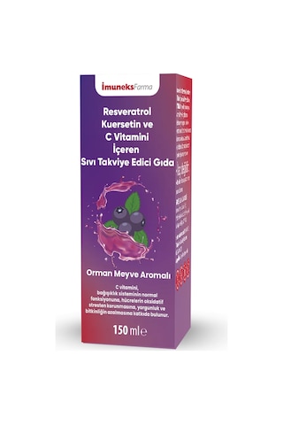 İmuneks Farma Resveratrol Kuersetin Ve C Vitamini İçeren Sıvı Takviye Edici Gıda 150 ML İmuneks Farma Resveratrol Kuersetin Ve C Vitamini İçeren Sıvı Takviye Edici Gıda 150 ML