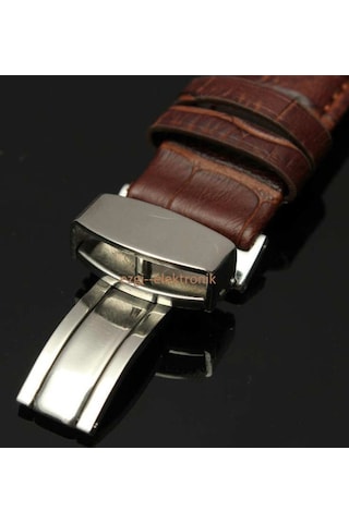 Bizon Deri Saat Kayışı 22Mm Spor Kahverengi Klipsli Saat Kordonu 305768095