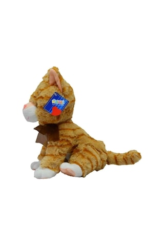 Miyavlayan Tekir Peluş Sesli Kedi 28 Cm Kedi Sesi Çıkaran Bal Rengi Turuncu