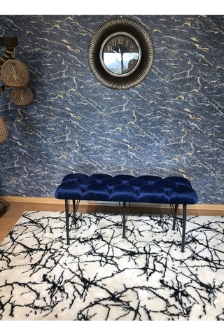 Yirmi15 Metal Ayaklı Babyface Mavi Puf & Bench