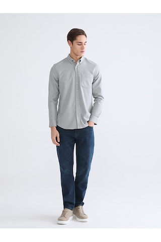 Lcwaıkıkı Classic Gri Regular Fit Armürlü Erkek Gömlek