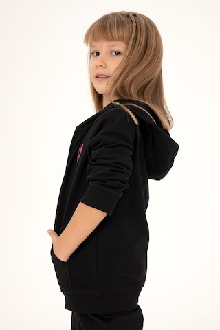 U.S. Polo Assn. Kız Çocuk Siyah Fermuarlı Basic Sweatshirt 50296390-VR046