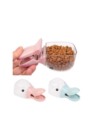 Keyifli Sepetim Ördek Tasarımlı Mandallı Tazelik Koruyan Ölçekli Kuru Mama Kaşığı Mama Ölçeği