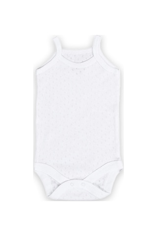 Novibaby 5'li 9-12 Ay Jakarlı İp Askılı Beyaz Ekru Pembe Bebek Atlet Body Zıbın Çıtçıtlı 100% Pamuk Pembe - Beyaz - Krem