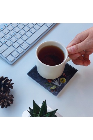 Decorita Cam Bardak Altlığı Baharat Çeşnisi 4'lü Takım 10 CM x 10 CM Çok Renkli