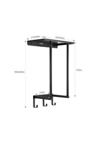 Besthome1 3 Kanca Paslanmaz Banyo Duvar Kurulu Torba Rafı, 3 Havlu Saklama, Suda Dayanıklı, Siyah Siyah