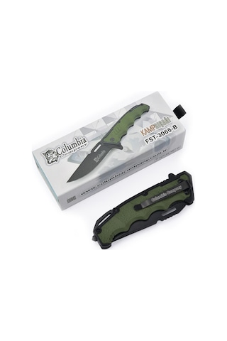 Columbia Kamp Bıçağı, Paslanmaz Çelik Bıçak, Av Bıçağı, Katlanır Çakı, Açık 22 Cm, Kapalı 13 Cm Siyah