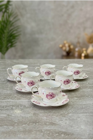 Acar Leonce 6 Lı Porselen Kahve Fincan Takımı 90 Ml Hxf-09452 Pembe