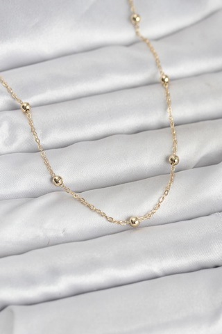 Cm 14k Gold Renk Pirinç Top Zincirli 60 Cm Kadın Kolye - Lisinya altın