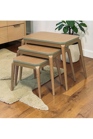 Msy Home Roma 3 Lü Pratik İç İçe Geçen Zigon,yan,orta Sehpa Mdf Modern Sehpa Takımı Ekru