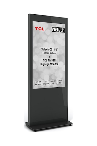 C01 55" Digital Signage Totem + Tcl Tm55n Signage Monitör