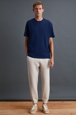 GRIMELANGE Solo Erkek %100 Organik Pamuklu Kalın Dokulu Comfort Fit Bisiklet Yakalı Lacivert T-shirt Lacivert