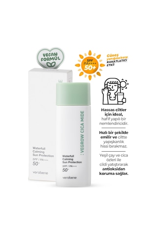 Verobene Vegrow Cica Mide Waterfull Sun Protection Güneş Kremi SPF50+ 50 G