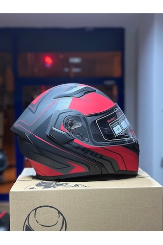 Çene Açılır Kask / Güneş Gözlüklü Motosiklet Kaskı Kırmızı