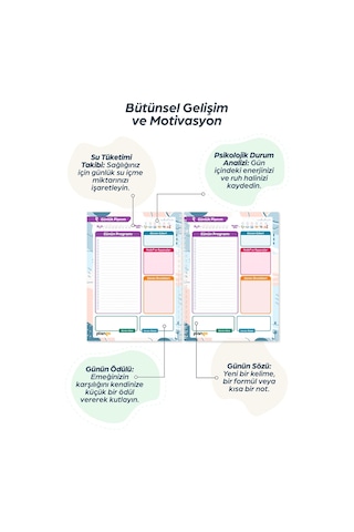 Mor Çiçekler Spiralli Günlük Planlama Defteri - 100 Sayfa - 17x24 Planlayıcı Defter Beyaz - Bej