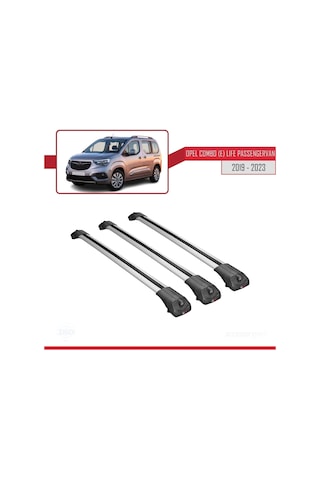 Opel Combo E Life Passengervan 2019-2023 Arası İle Uyumlu Ace-1 Ara Atkı Tavan Barı Gri 3 Adet Bar