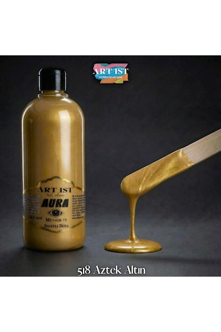 Aura Metalik Sedefli Ve Vernikli Boya - 518 Aztek Altın Ahşap, Taş Tozu, Hobi, Dıy -