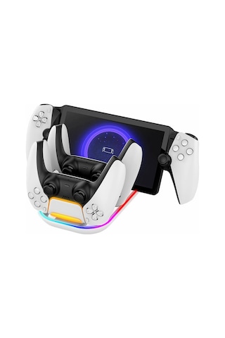 Ps5 Dualsense - Ps Portal 3 İn 1 Şarj Standı Rgb Işıklı Pg-p5p03