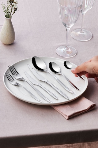 Karaca Elegance Holey Platin 12 Kişilik 84 Parça Çatal Kaşık Bıçak Takımı