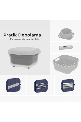 Fabcio Magicmom Çok Amaçlı Dilimleyici Set Beyaz - Lacivert