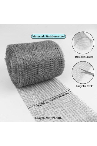 Geeksen 30 Fit Çelik Dokuma Fare Engelleme Ağı - Metal Ağız Fare Bloker - Boşluk Kapama Ağı