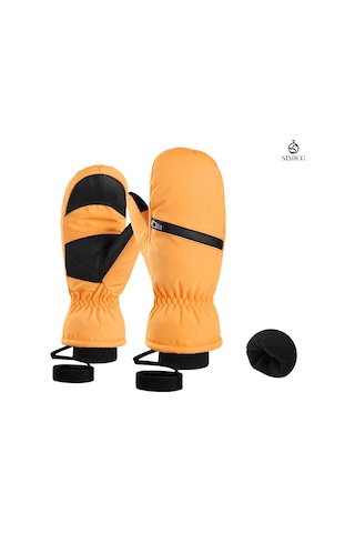 Kalınlaştırılmış Kışlık Su Geçirmez Snowboard Eldivenleri Sarı