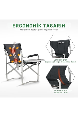 Kingcamp Deluxe Director Chair Katlanır Ultralux Kamp Sandalyesi Siyah