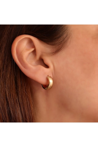 Nox Jewelry 925 Ayar Gümüş Minimal Halka Hoop Küpe - E00264 Gold