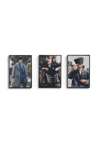 Hediyelik Atatürk Ahşap Magnet Seti 3 Adet - No:2 Kaliteli İşçilik Özel Baskı Karışık Renkli
