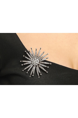 Aşina Gümüş İstanbullu Gelin Esma Hanım Swarovski Taşlı Elmas Montür Broş