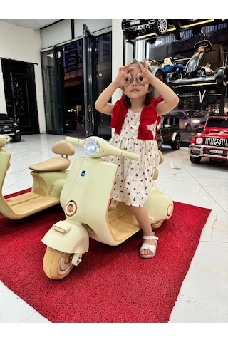 Oyuncak Sepetim Vespa Akülü Motorsiklet 2-5 Yaş Bej