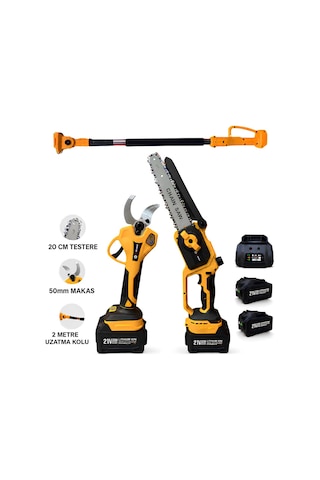 Prohummer Phm008-2m 2 Metre Alüminyum Teleskopik Uzatma Kolu 50mm Bağ Makası Ve 20cm Budama Testeresi
