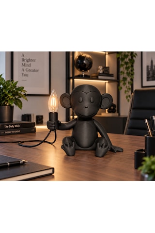 3dlab Moko 3d Baskı Maymun Figürlü Masa Lambası Siyah