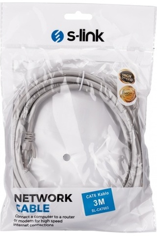S-link Sl-cat603, Cat6, Patch, 3mt, Kablo Gri